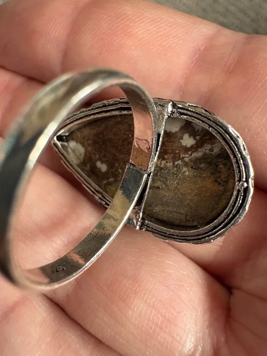 Wild Horse Jasper 925 silver plated ring Sz 10.25 - Picture 6 of 6